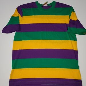 Vintage Mardis Gras Apparel Striped Shirt Medium